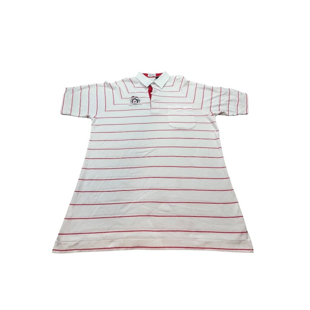WinnerMate Striped Polo Shirt Mens Large White & Red Cotton Blend Cincinnati